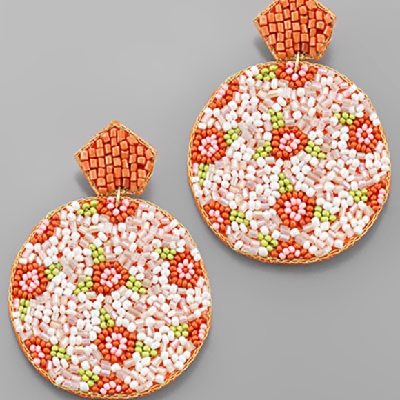 Flower Disk Beads Earrings - Picture 1 of 1